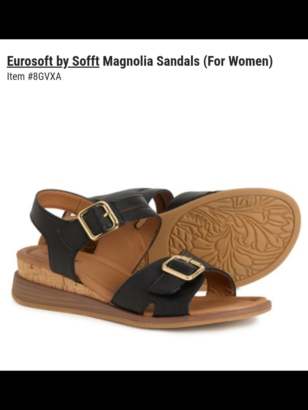 Sofft Magnolia Black Sandals with Gold Buckles